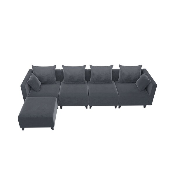 Wrapped In Luxe Velvet， Sectional Sofa Samll L Shape Modular Couch With 6 Pillows For Living Room Durable