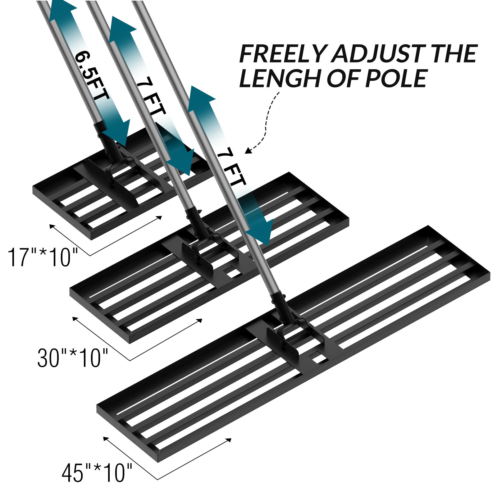 Walensee Lawn Leveling Rake, 6.5FT 17"x10" Heavy Duty Effort Saving Lawn Level Tool