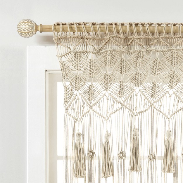 Boho Macrame Tassel Cotton Window Valance Tan Lush D cor