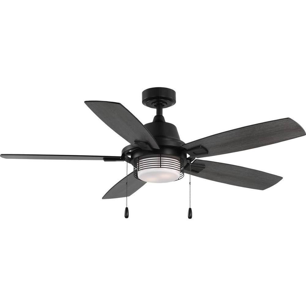 Progress Lighting Freestone 52 in. Indoor LED 5-Blade Matte Black Transitional Ceiling Fan with Lamped Light Kit P250095-31M-WB