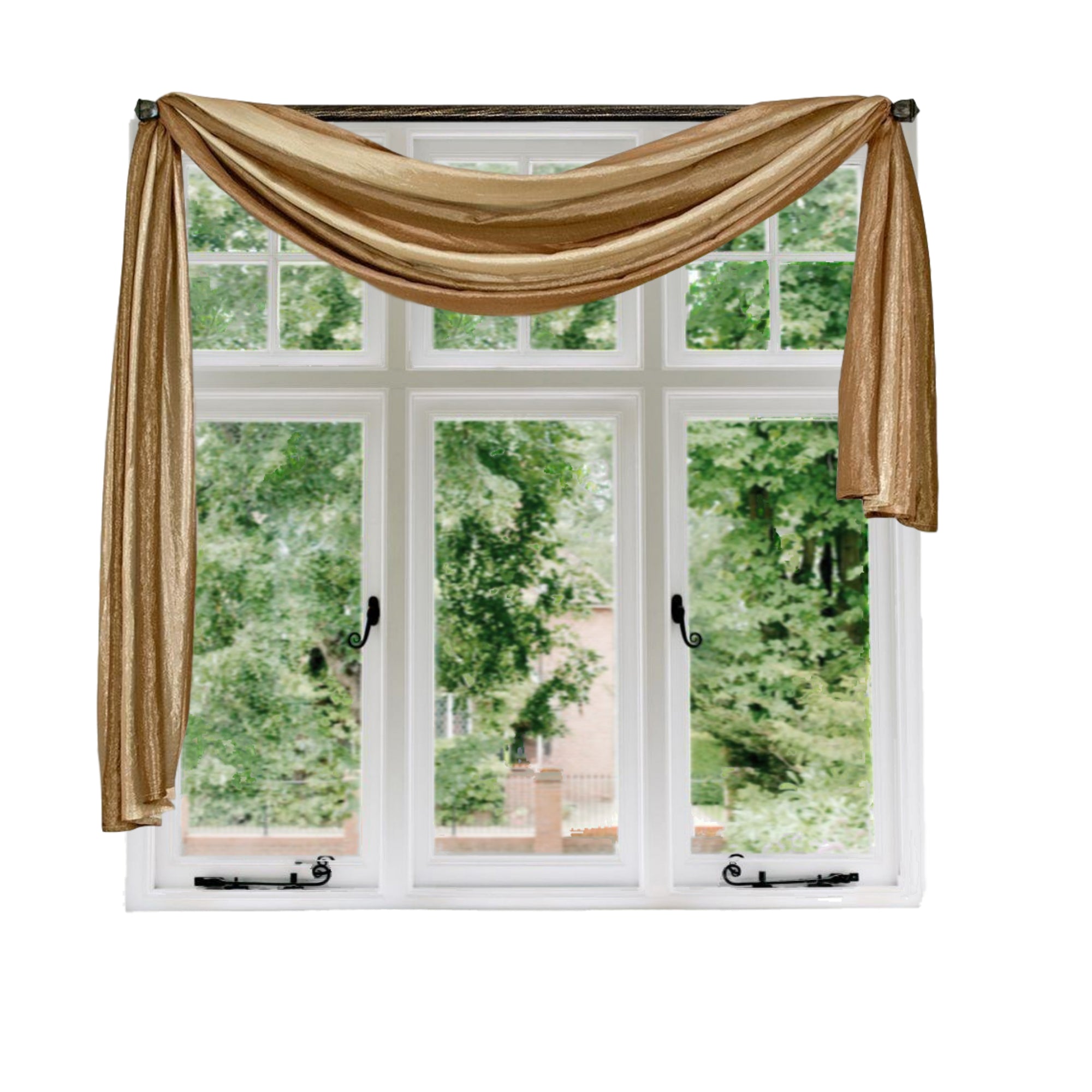 Woven Trends Ombre Curtains, Valances for Windows, Luxurious Scarf Valance, Voile Semi-Sheer Window Curtains, Livingroom, Bedroom or Kitchen, 144 x 50 Extra Long Scarf, Sand