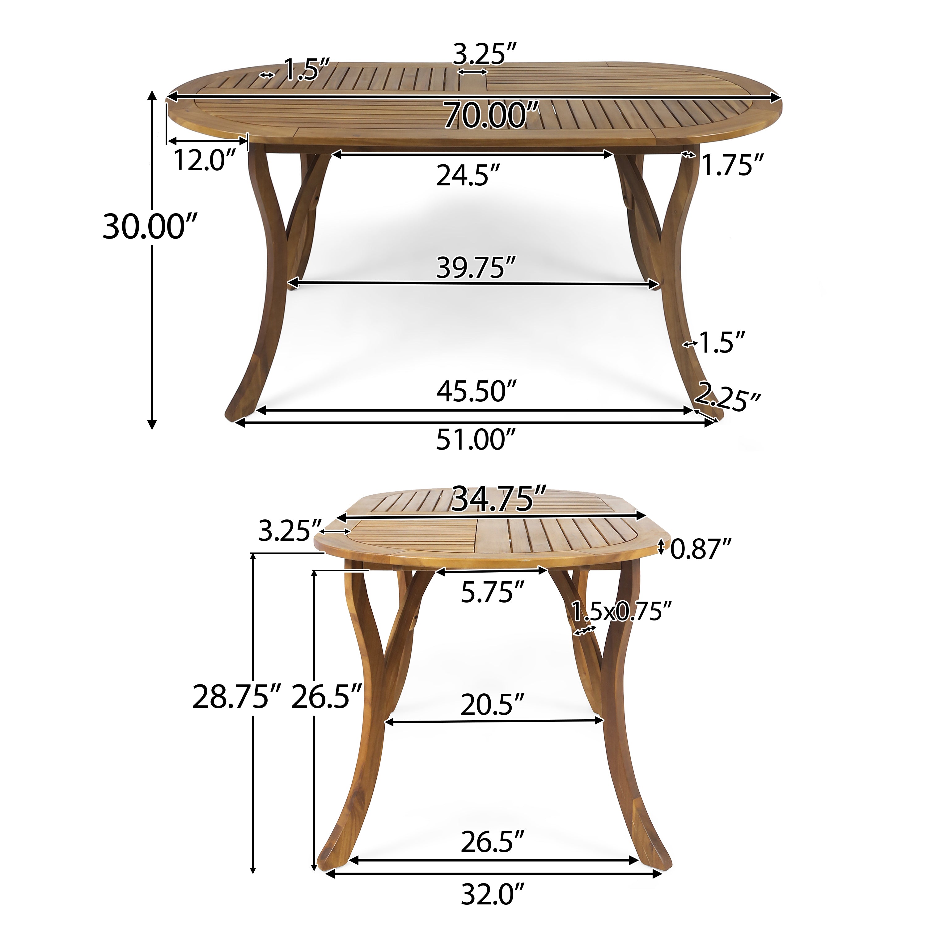 Joan Outdoor 7 Piece Acacia Wood and Wicker Dining Set, Teak with Multi Brown Chairs