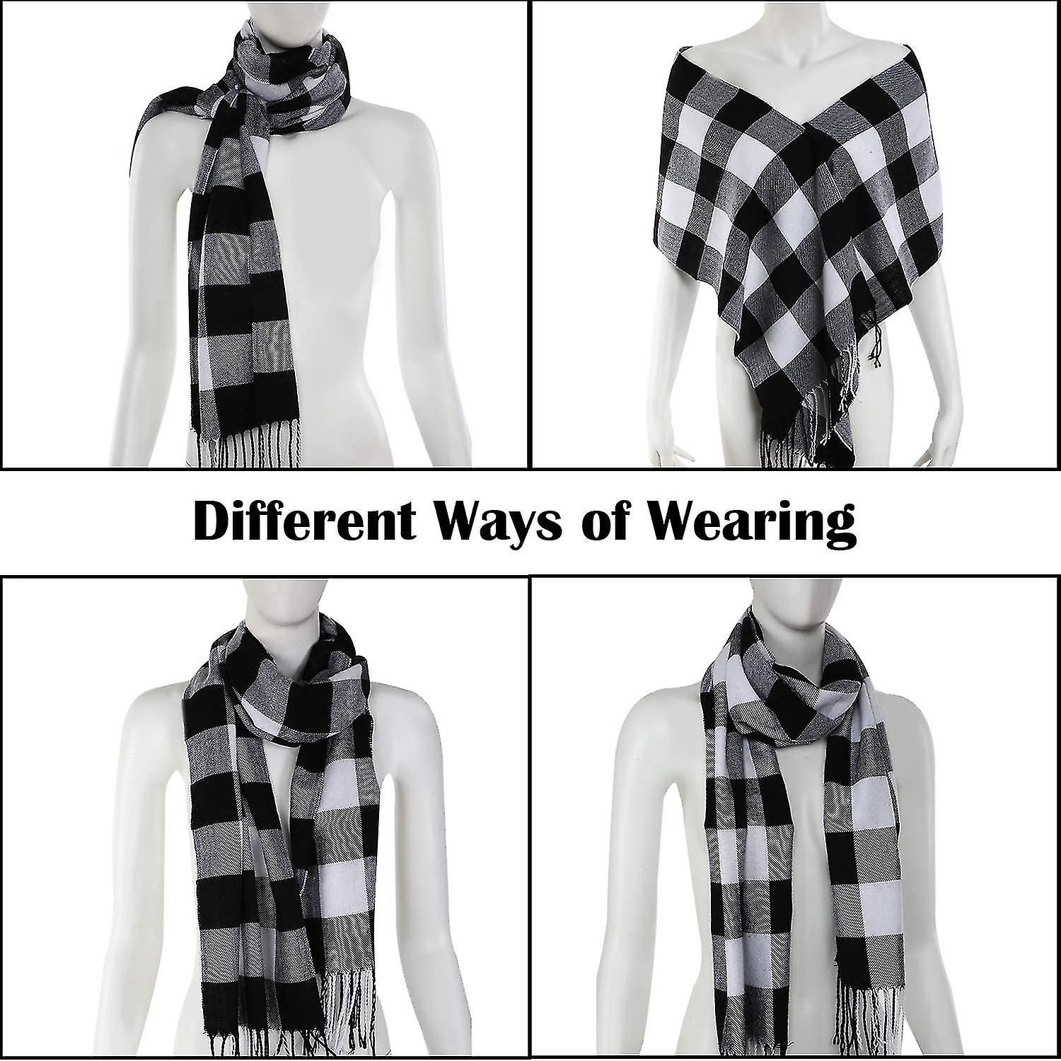 2 Pieces Warm Tartan Plaid Checked Women Winter Scarf And Wraps Unisex