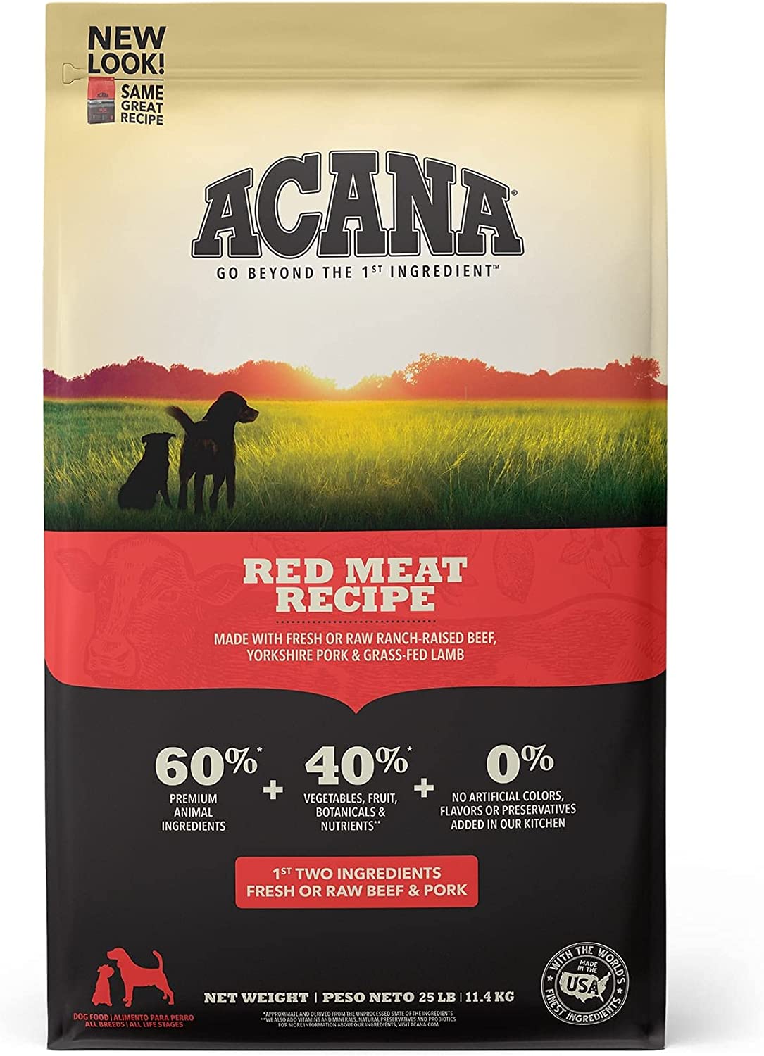 Dry Dog Food - ACANA Grain-Free Red Meat Ranch-Raised， 25 lbs.