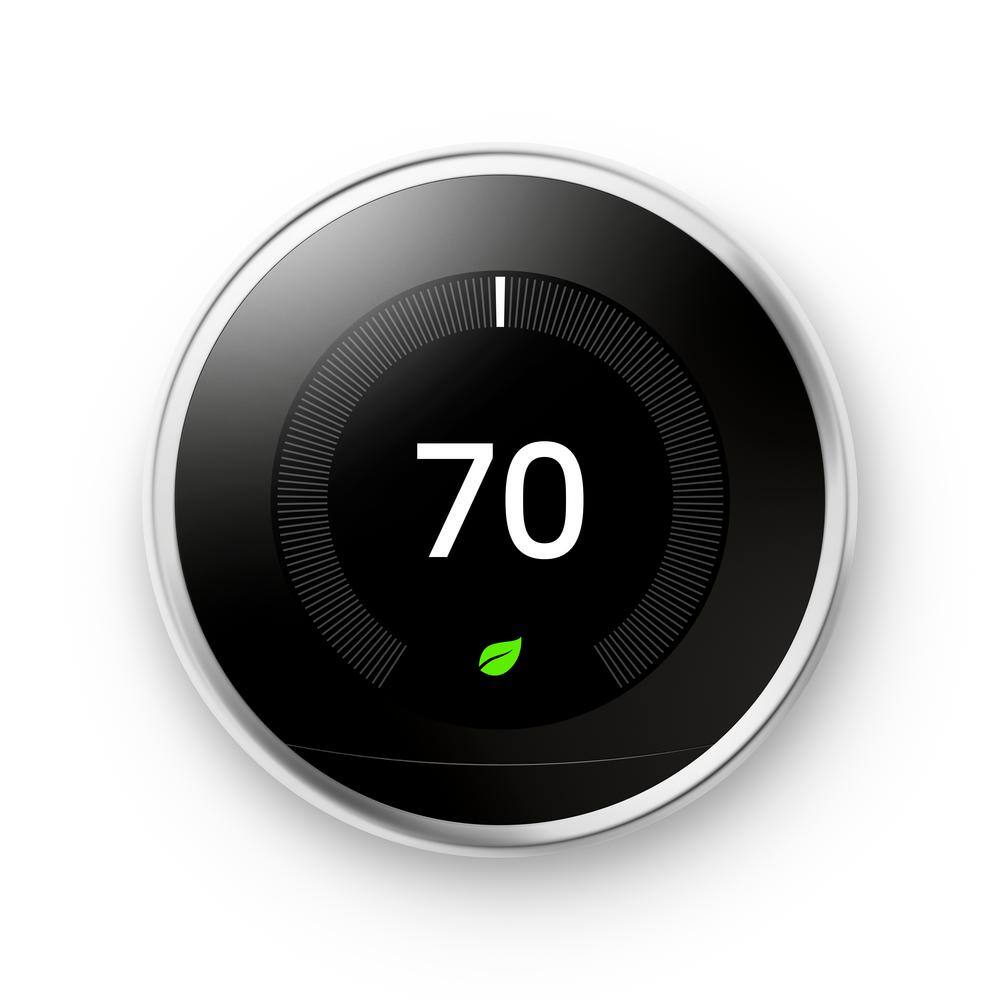 Google Nest Learning Thermostat - Smart Wi-Fi Thermostat - Polished Steel T3019US