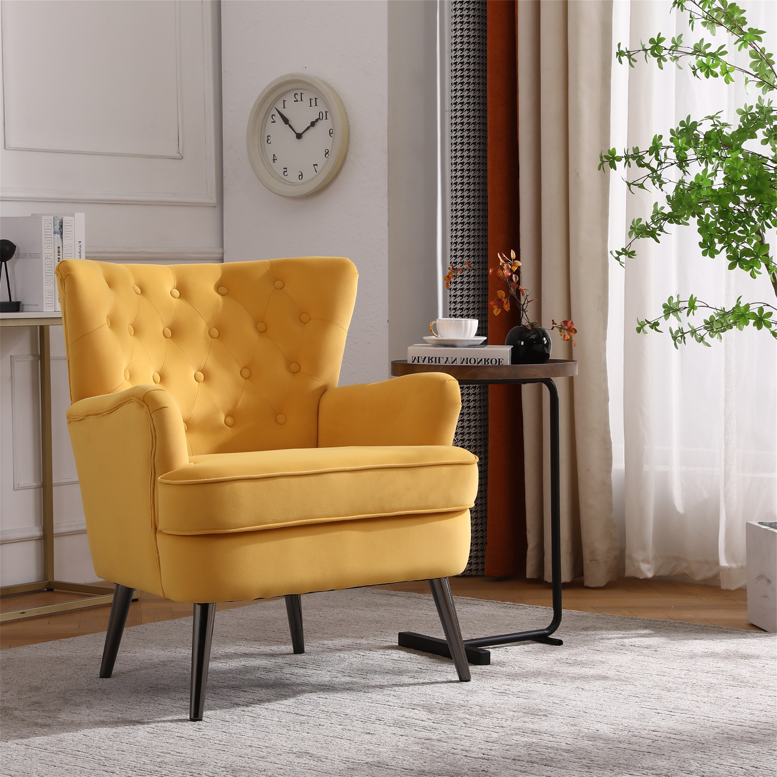 Modern Velvet Upholstered Tufted Accent Chair Side Sitting Chair - 31