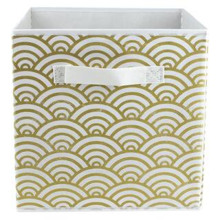 Home Basics 10.5 in. H x 10.5 in. W x 10.5 in. D Gold Fabric Cube Storage Bin HDC51545