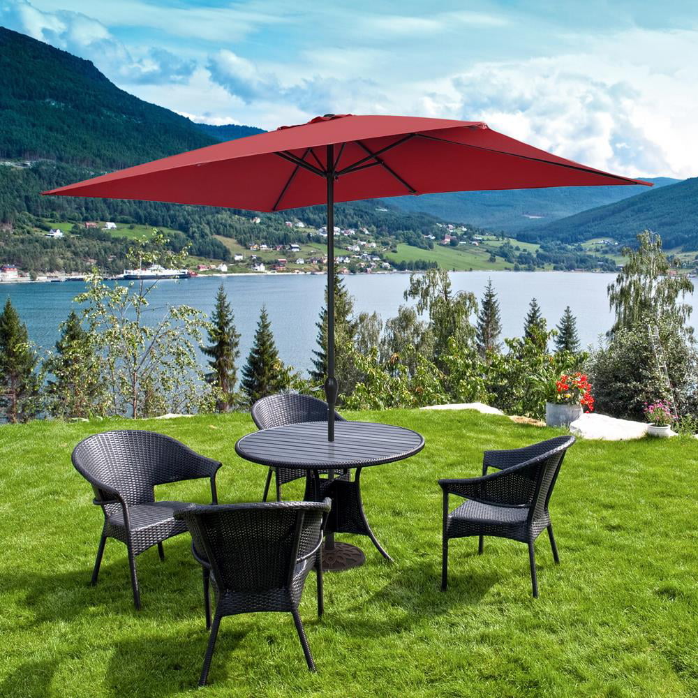 Winado 10ft Square Patio Outdoor Umbrella Market Umbrella with Crank Red