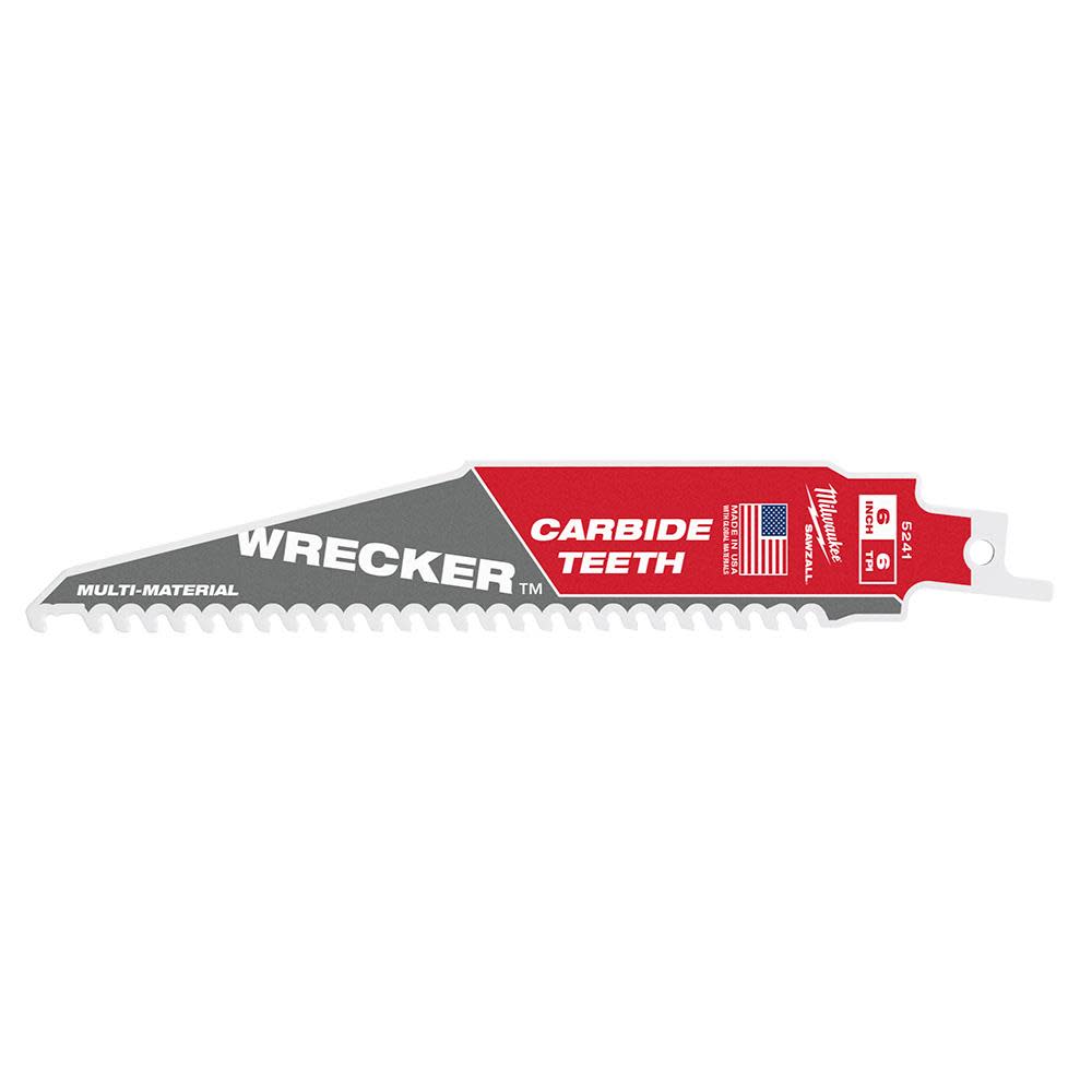 Milwaukee 6 6 TPI THE WRECKER with Carbide Teeth SAWZALL Blade 1PK 48-00-5241 from Milwaukee