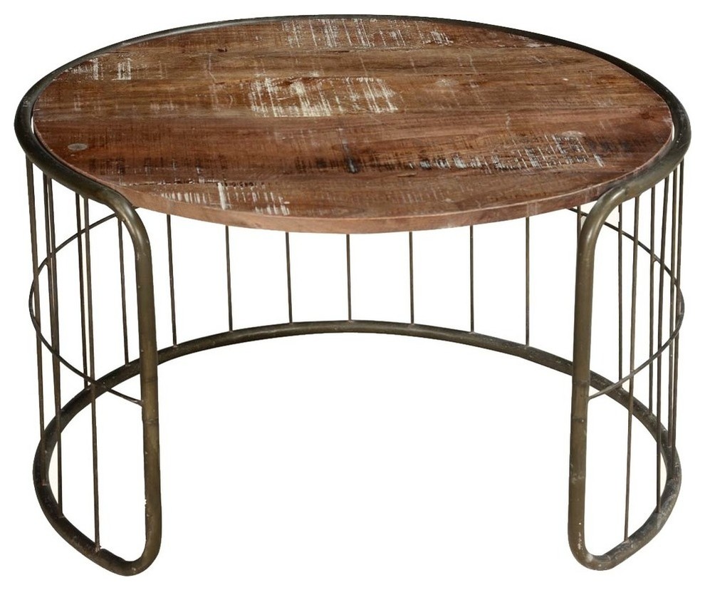 On the Fence 30 quotRound Industrial Coffee Table   Industrial   Coffee Tables   by Sierra Living Concepts Inc  Houzz