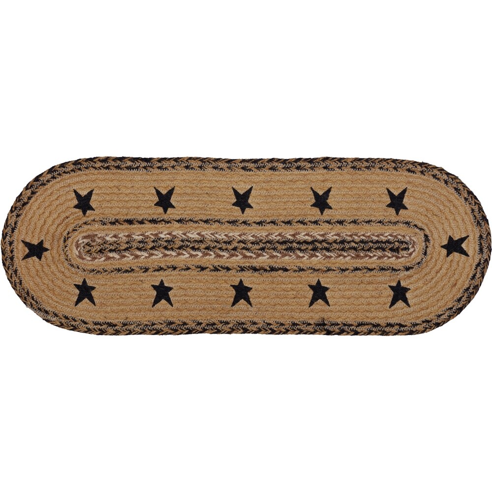 Kettle Grove Stars Border Stenciled Jute Runner