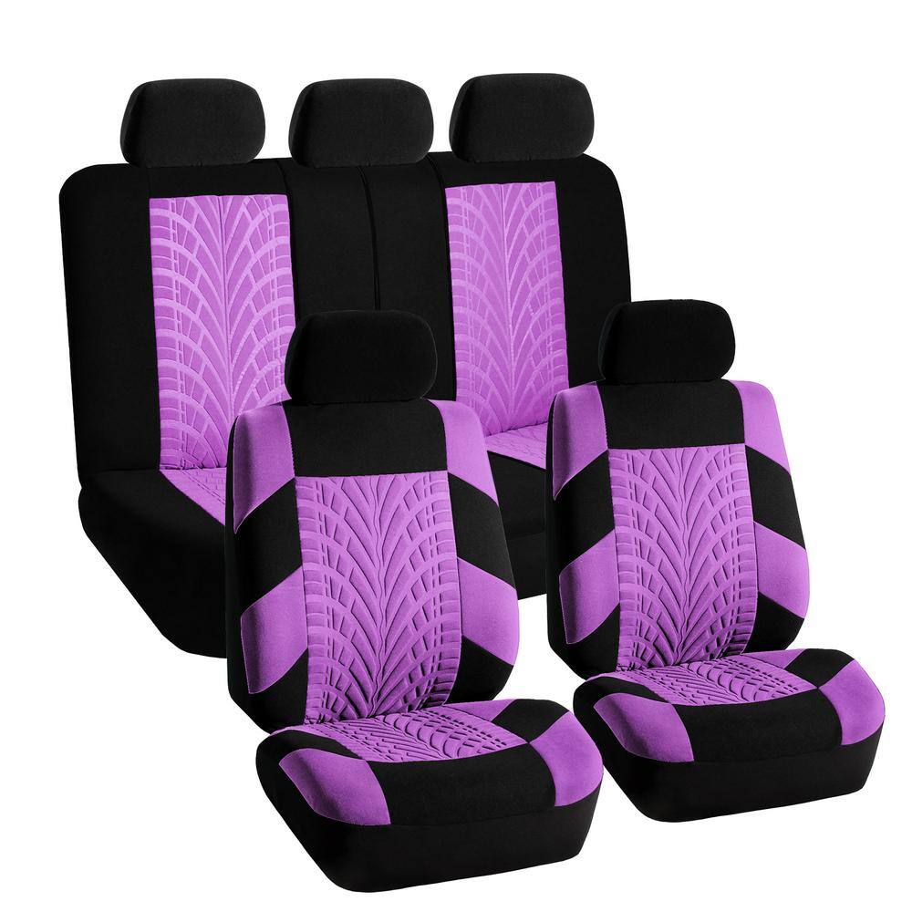 FH Group Polyester 47 in. x 23 in. x 1 in. Travel Master Full Set Car Seat Covers DMFB071115PURPLE