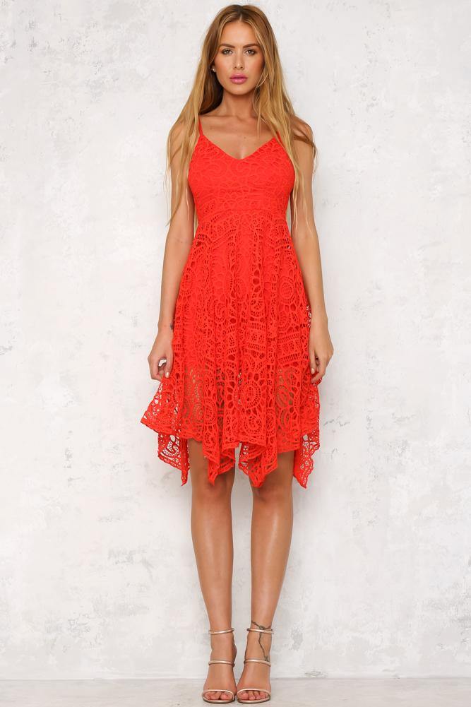 Little Birdy Midi Dress Red