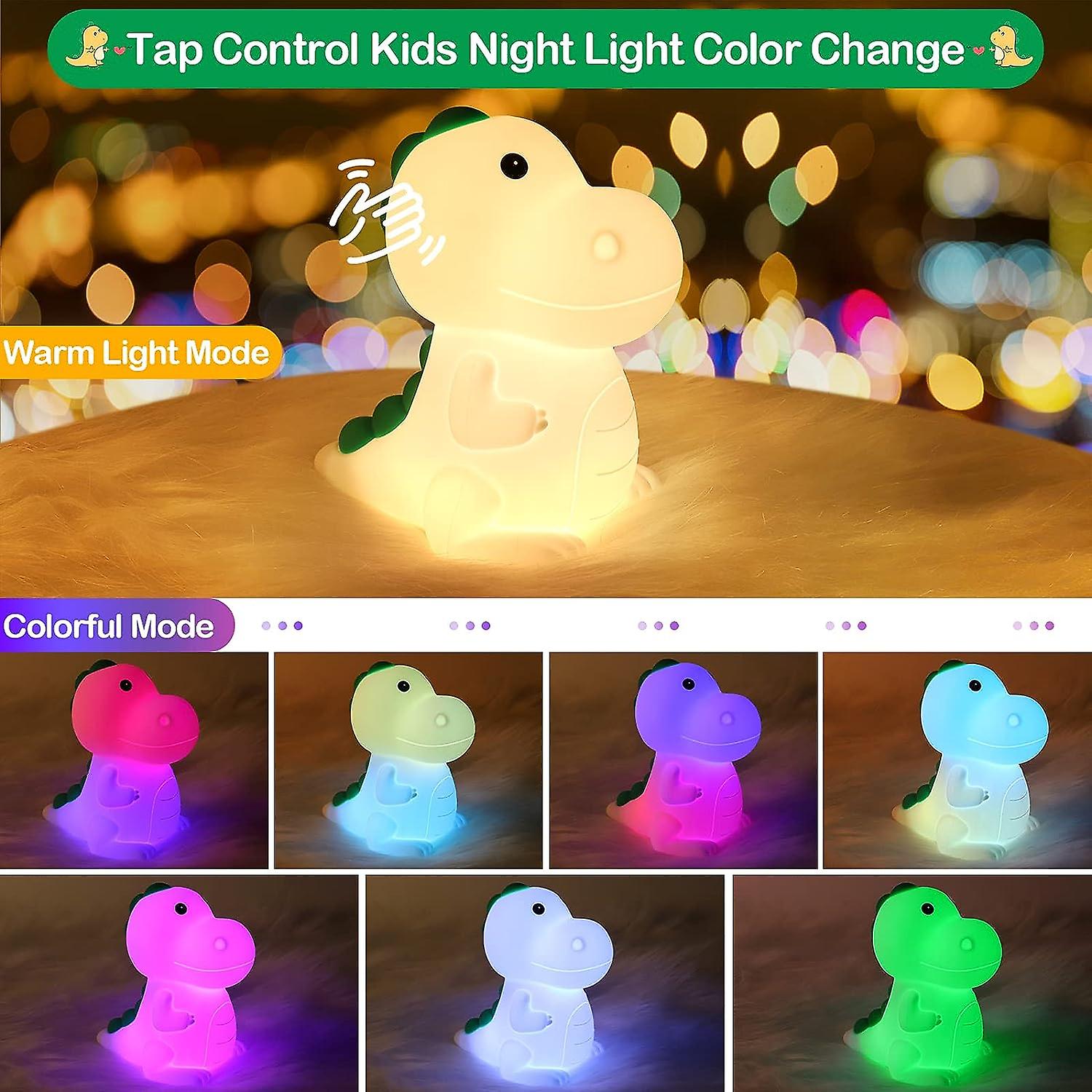 Kids Night Light，dinosaur Baby Night Light，7 Colors and Touch，usb Rechargeable Led Lamp，kids Night Light Deco Lamp For Kids Room Decor，birthday Gift