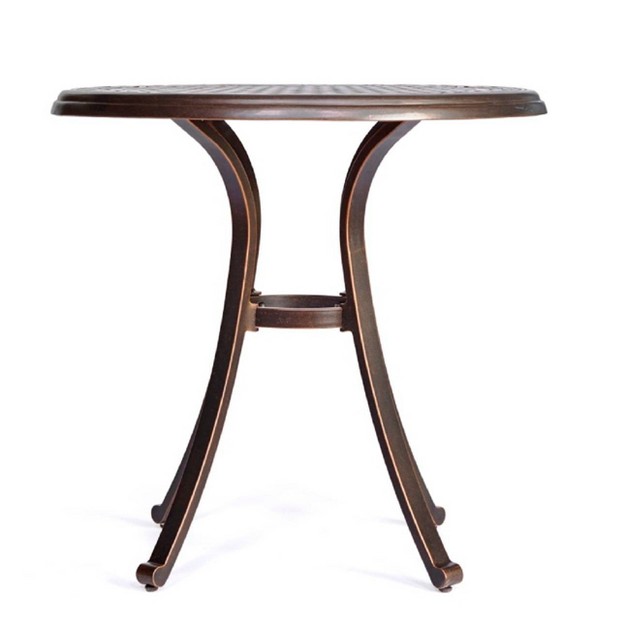 Cast Aluminum Patio Round Dining Table Bronze Wellfor