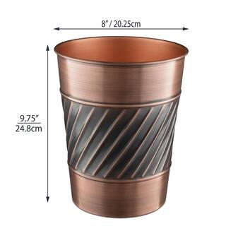 Monarch Abode Handcrafted Crest and Wave Embossed Metal Wastebasket (Antique Copper Finish) 39628