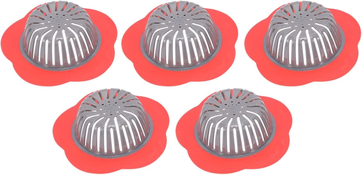 Pack of 5 Red Kitchen Water Sink Strainer Drain Screw Cover Kitchen Sink Stopper Bathroom Shower Flo