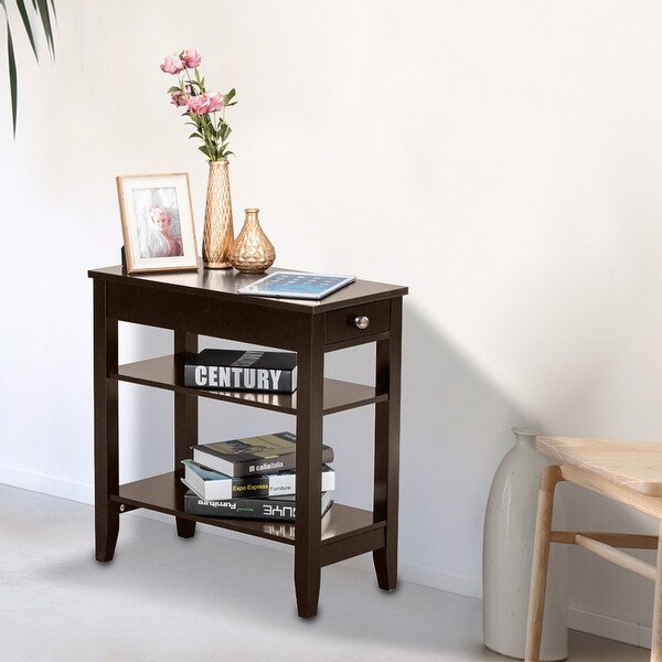 2-Layer Simple Nightstand Bedside Table with Drawers