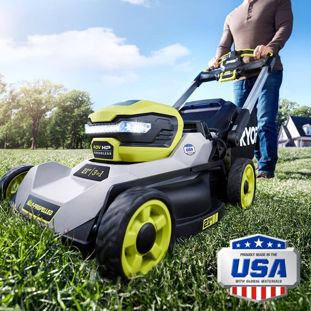 RYOBI 40V HP Brushless 21 in. Cordless Battery Walk Behind Self-Propelled Lawn Mower with (2) 6.0 Ah Batteries and Charger RY401140