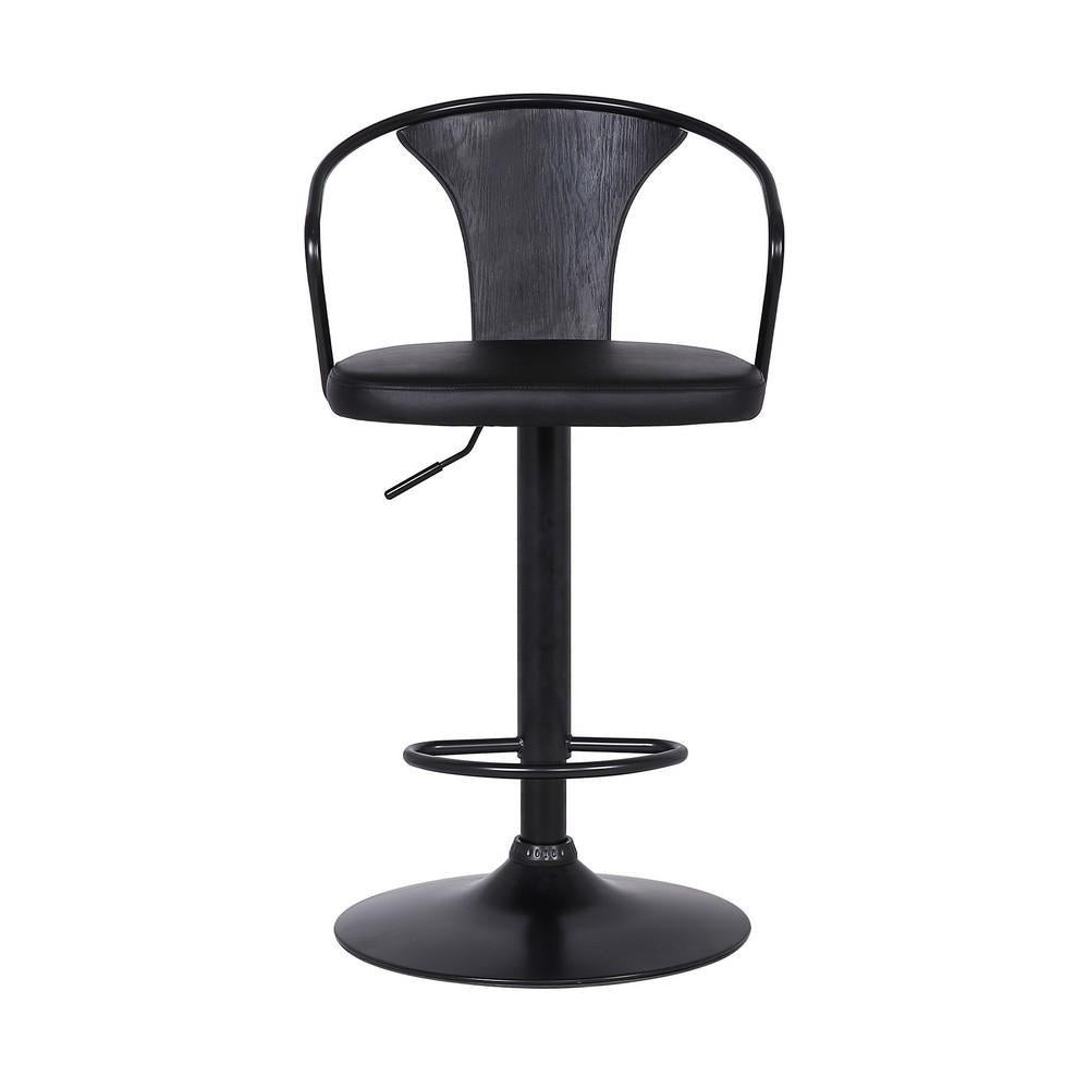 Adjustable Leatherette Swivel Barstool with Curved Back - 34.5 H x 20 W x 19 L Inches