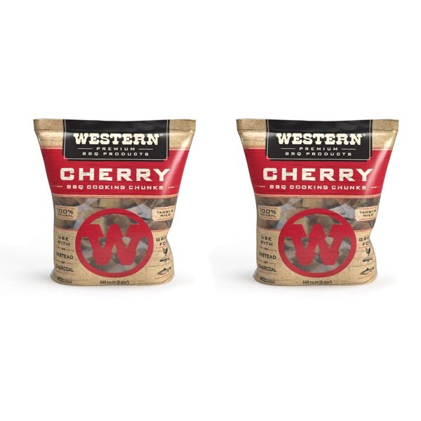 Western BBQ Smoking Barbecue Pellet Wood Cooking Chip Chunks， Cherry (2-Pack) - 3.04