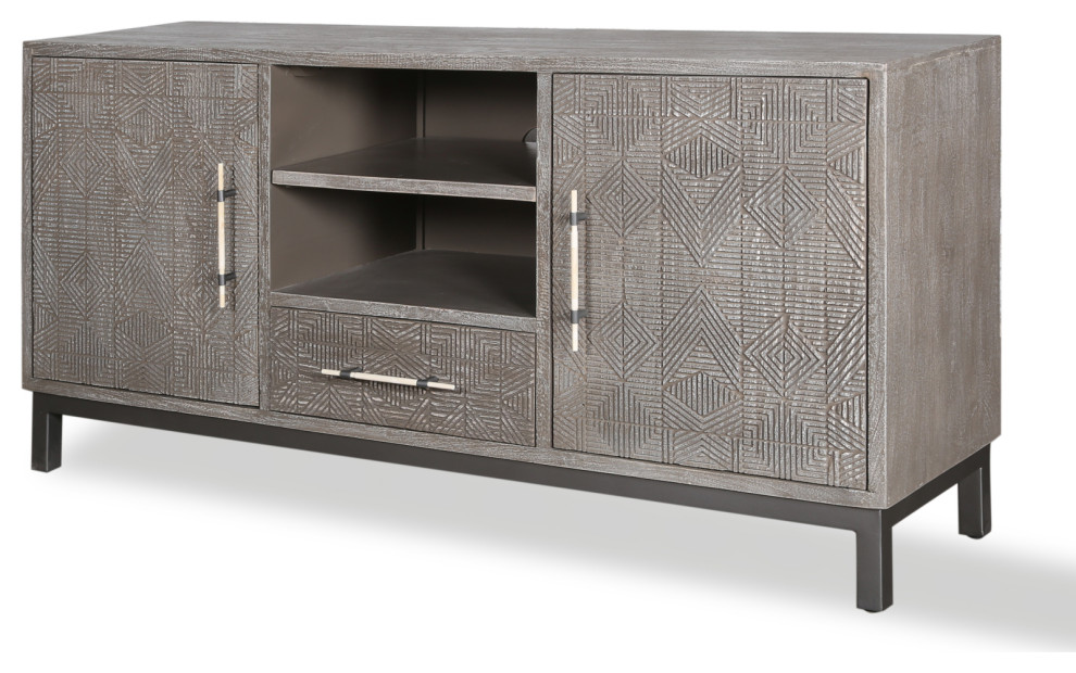 Parker House Crossings Serengeti 66 quotTV Console   Industrial   Entertainment Centers And Tv Stands   by Parker House  Houzz