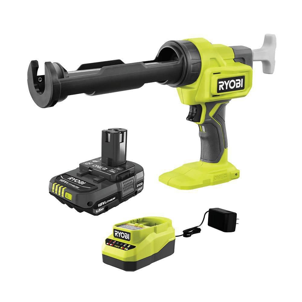 RYOBI ONE+ 18V Cordless 10 oz. Caulk & Adhesive Gun Kit with 1.5 Ah Battery and Charger PCL901K1