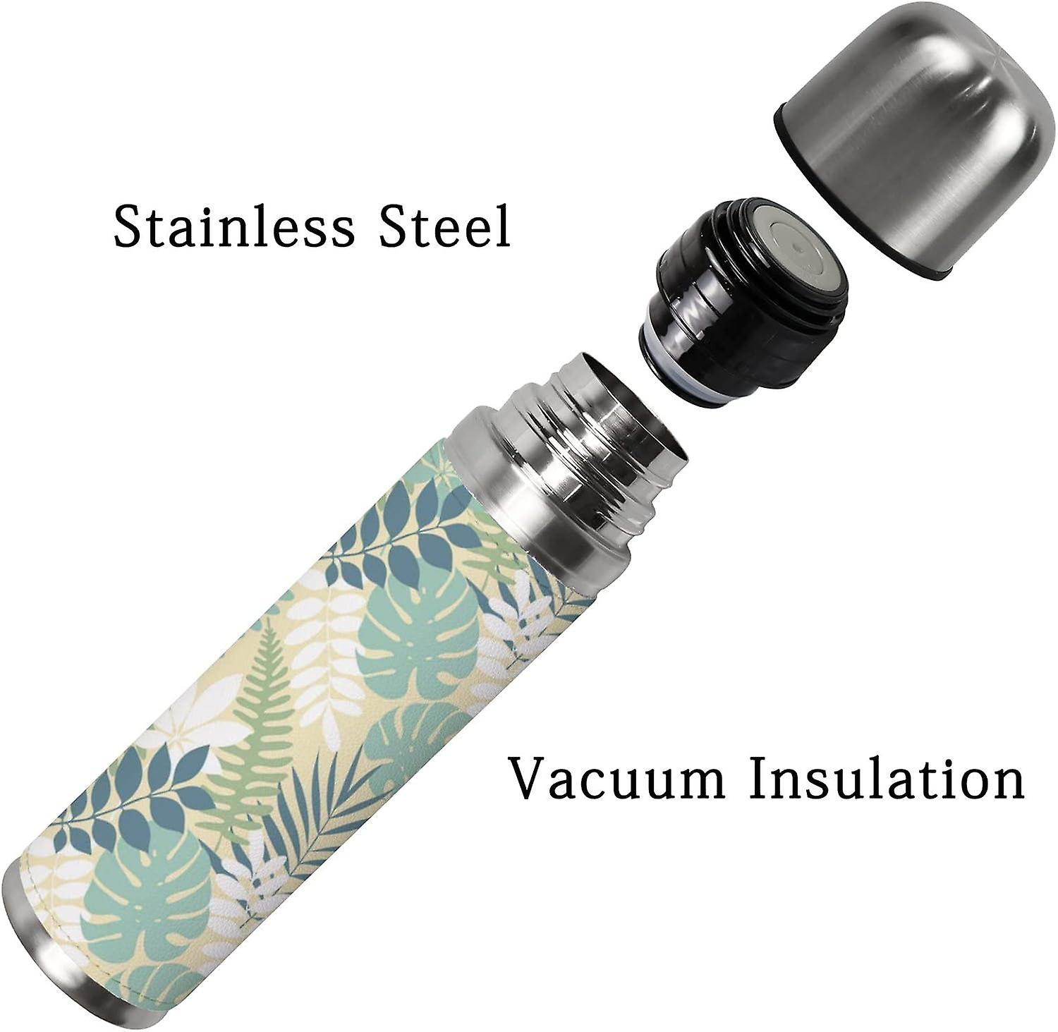 Insulated Mug Stainless Steel Water Bottle Tropical Palm Leaves Jungle Leaves Vacuum Cup Travel Mug For Office