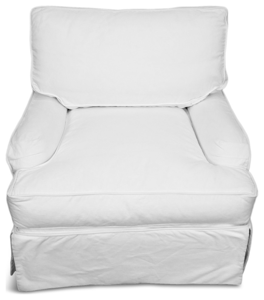 Soft White Denim Sofa Chair   Traditional   Armchairs And Accent Chairs   by Design Mix Furniture  Houzz