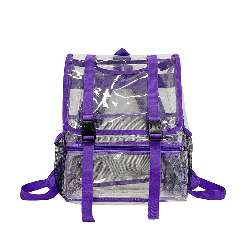 Custom Logo Women Men Student Sport Outdoor School Bag Travel Waterproof Transparent Pvc Kids Clear Backpacks For Girls