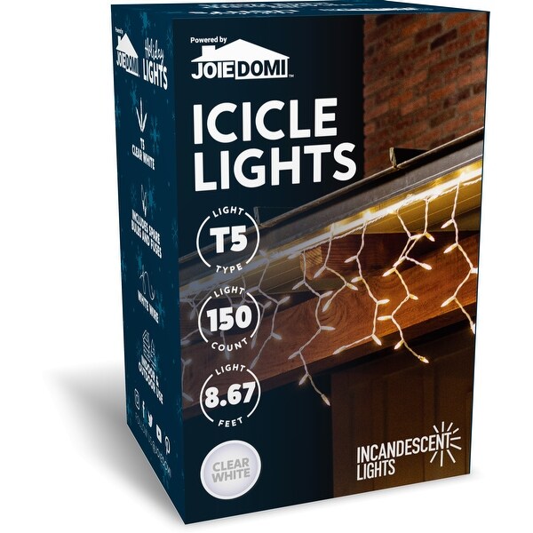 Syncfun 150 Icicle Lights 8.67FT Clear White