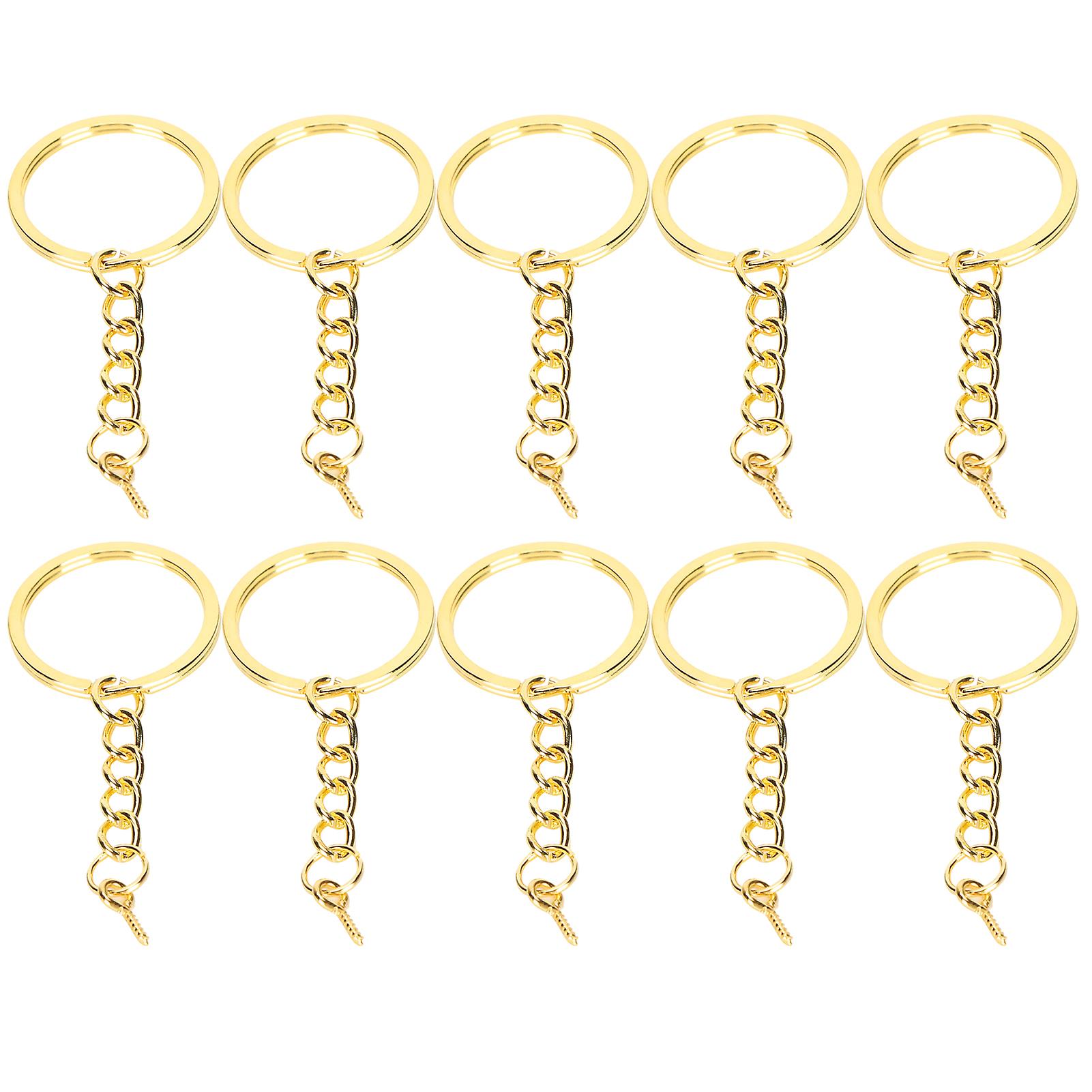 10pcs Key Ring Alloy Key Chain Ring Parts With Screw Eye Pin Connector Diy Accessoriesgold 30mm / 1.2in