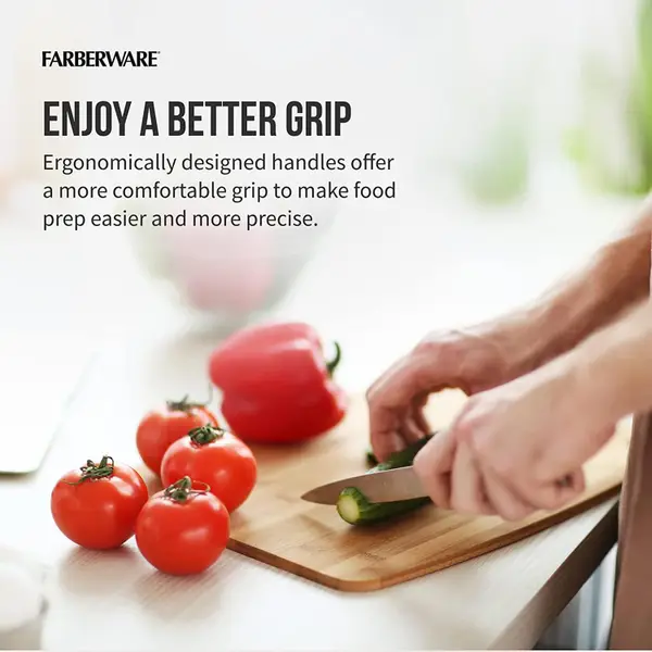 Farberware 16-Piece Edgekeeper Stainless Steel Block Set with Built in Knife Sharpener