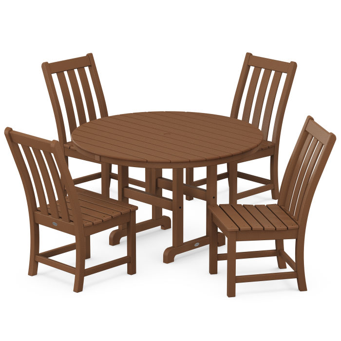 Polywood Vineyard 5-Piece Round Farmhouse Side Chair Dining Set PWS649-1