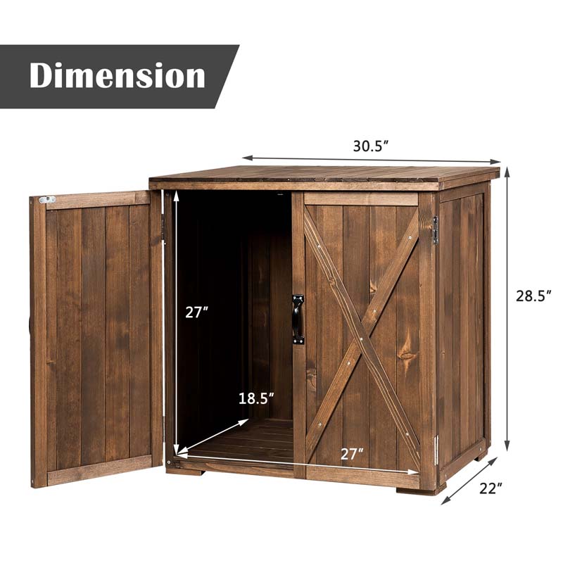 2.5 x 2 FT Outdoor Storage Cabinet with Double Doors, Wood Garden Shed, Outside Tool Shed