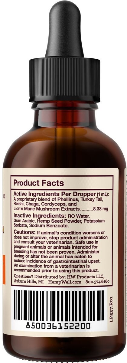 Hemp Well Immune Liquid Supplement for Dogs and Cat， 2-oz bottle