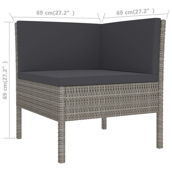 14 Piece Patio Lounge Set with Cushions Poly Rattan Gray - Overstock - 36364626