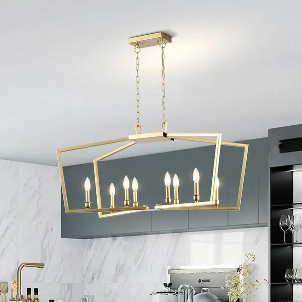 Mable 8-Light Gold Metal Frame Candle Chandelier
