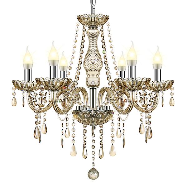 6 Lights K9 Crystal Chandelier Lighting Cognac Crystal Ceiling Lamp Home Decor 14850