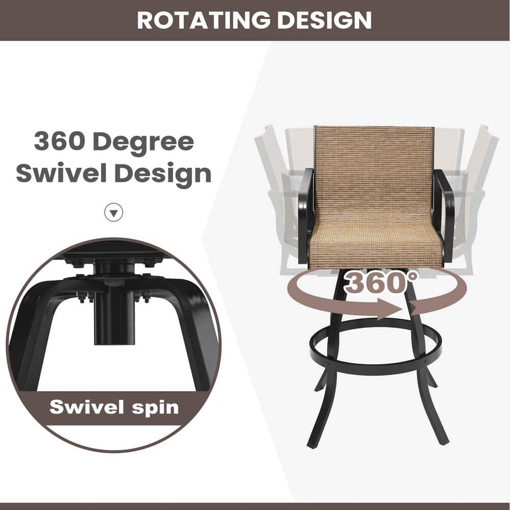 Pellebant Swivel Aluminum Outdoor Bar Stool in Brown (2-Pack) PB-ST008BRN-2