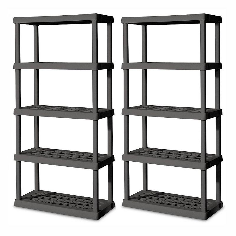 Sterilite 5 Shelf Unit， Heavy Duty Easy To Assemble Plastic Storage Unit， 2 Pack