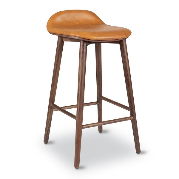 Poly and Bark Notello Leather Counter Stool - Solid Wood Frame