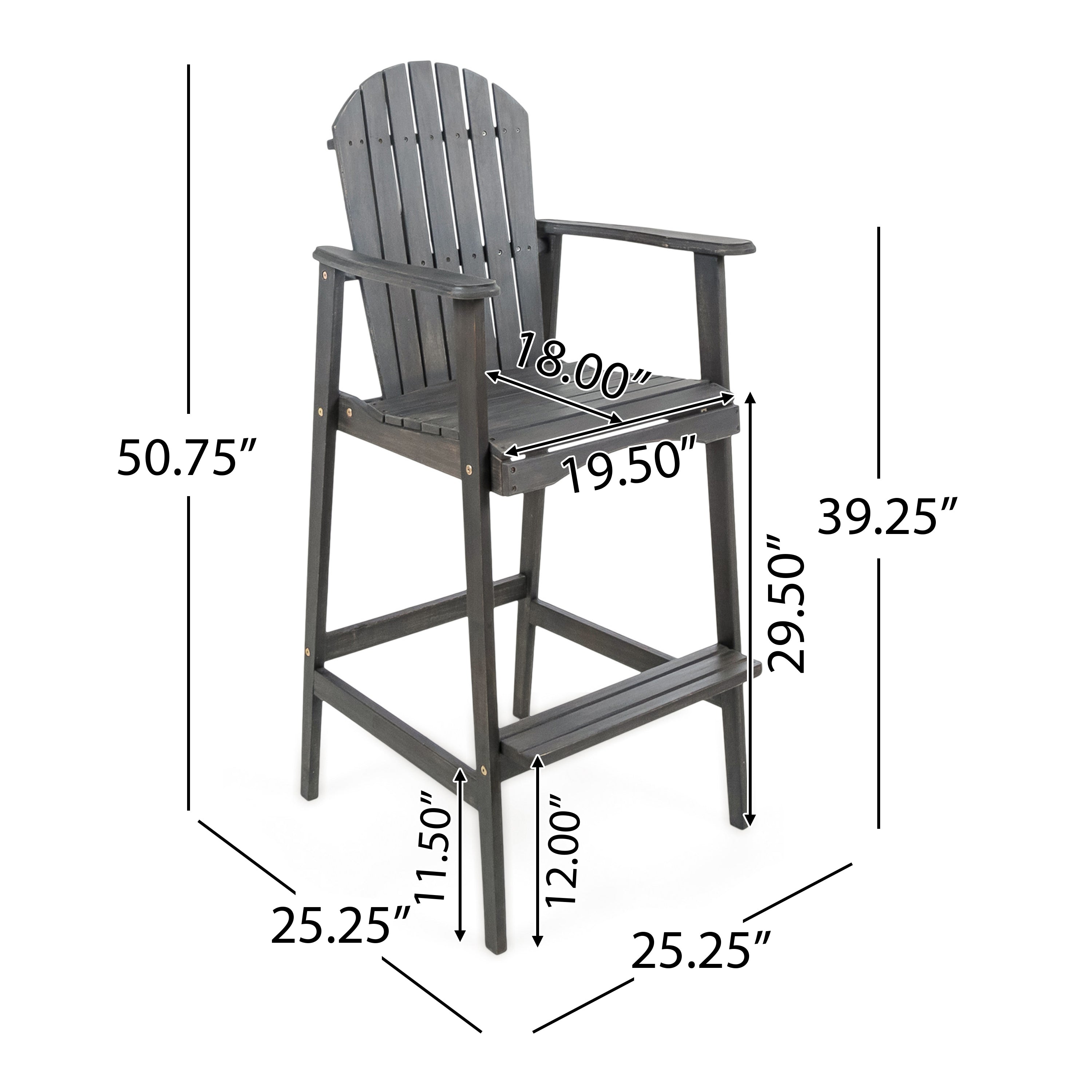 Malibu Outdoor Finished Acacia Wood Adirondack Barstools