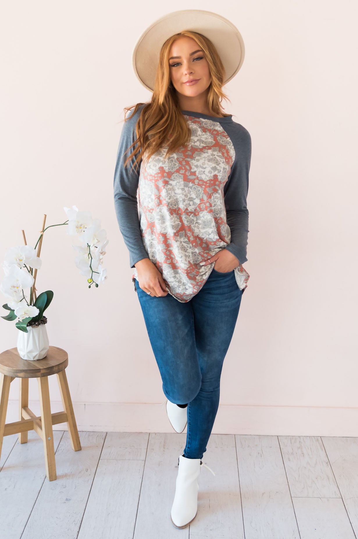 Perfection In Paisley Modest Baseball Tee