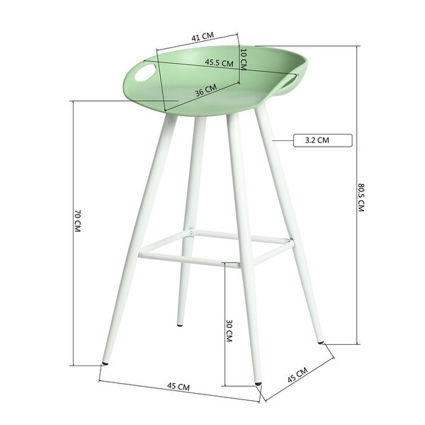 Counter Height Plastic Barstool with Metal Legs (Set of 2)