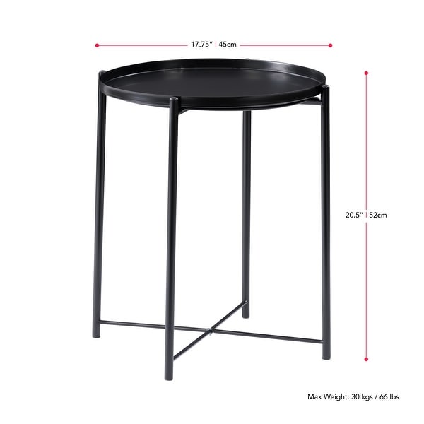 CorLiving Ayla Black Metal End Table With Removable Tray