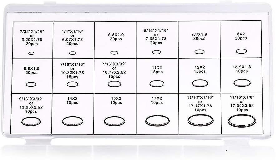 270pcs Compressor O Rings Kit 18 Sizes Car Air Conditioning Ac Rubber O-ring Gasket Assortment Set (
