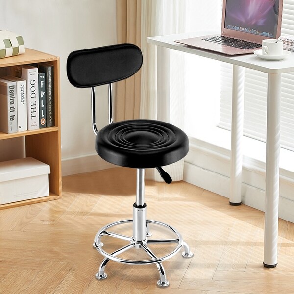 Adjustable Black Rolling Stool Salon Chair with Wheels Swivel Seat