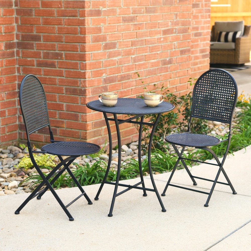 Outdoor Bistro Patio Set with Table and 2 Folding Chairs