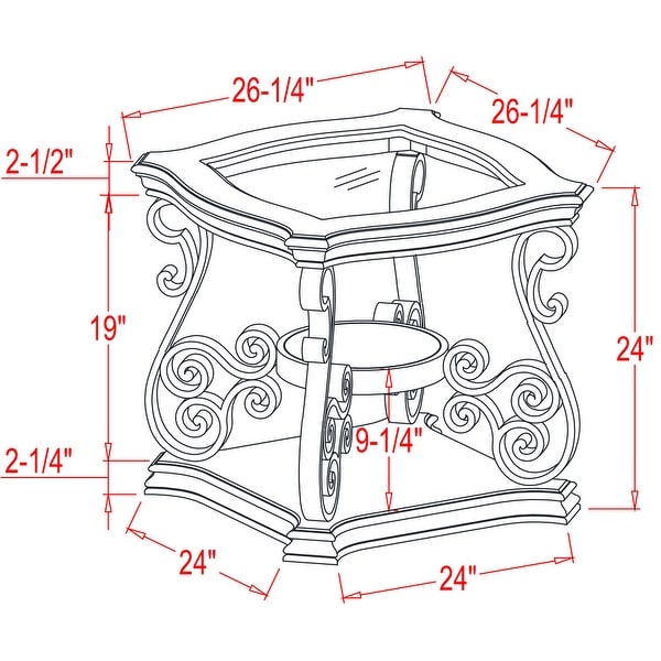 End table， Glass table top， MDF W/marble paper middle shelf